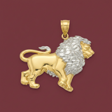14K Two-tone Gold Lion Pendant