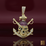 1.79” 14K Gold Pirate Anchor Pendant