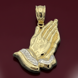 10K Yellow Gold ‘Praying Hands’ pendant - 1.75” tall