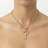14K Gold Diamond Key Pendant (choose your color)