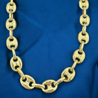 7.7mm 14k Gold Puffed Mariner Link Necklace