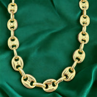 7.7mm 14k Gold Puffed Mariner Link Necklace