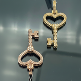 14K Gold Diamond Key Pendant (choose your color)