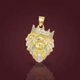 14K Yellow Gold and C/Z Lion King Pendant