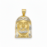 10K Two-tone Gold Jesus Face Pendant