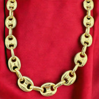 7.7mm 14k Gold Puffed Mariner Link Necklace