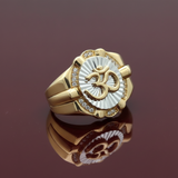 14K Two-tone Gold 3D Om Ring