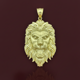 1.85” 14k Yellow Gold Lion Head Pendant