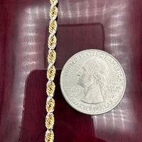3.2mm Solid 14k Two-tone Gold  Prism Cut Rope Chain