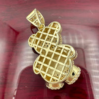 14K Yellow Gold 3D Teddy Bear with National Flag Pendant