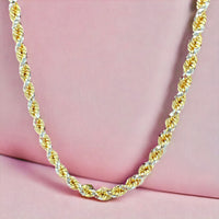 3.2mm Solid 14k Two-tone Gold  Prism Cut Rope Chain