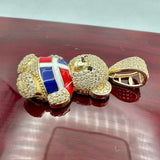14K Yellow Gold 3D Teddy Bear with National Flag Pendant