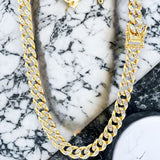 6.3mm 14k Two-tone Gold Semi-solid Miami Cuban Link Chain