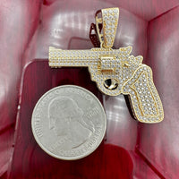 1.6” 14K Gold Gun Pendant