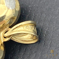 14K Two-tone Gold Reversible Puffed Heart Pendant