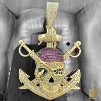 1.79” 14K Gold Pirate Skull Pendant
