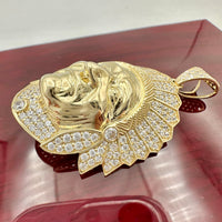1.96” 14K Yellow Gold Native Chief Pendant