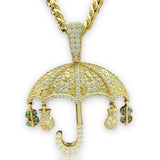 1.58” 14K Yellow Gold Umbrella Pendant