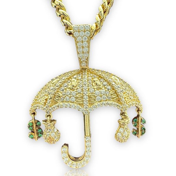 1.58” 14K Yellow Gold Umbrella Pendant