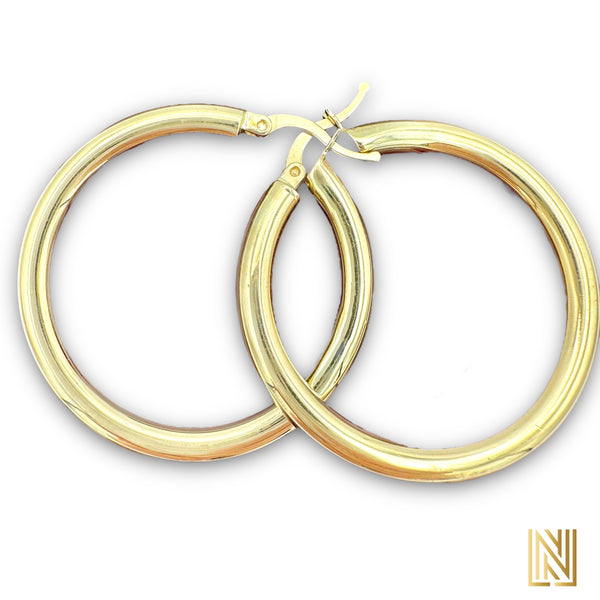 14k Yellow Gold Plain Hoop Earrings (3 sizes)