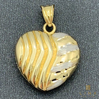 14K Yellow Gold Reversible Puffed Heart Charm
