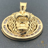 14K Gold and CZ Lion Head Pendant