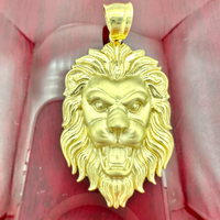 1.85” 14k Yellow Gold Lion Head Pendant