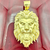 1.85” 14k Yellow Gold Lion Head Pendant