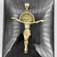 2.8” 10K Yellow Gold Crucifixion of Jesus Pendant
