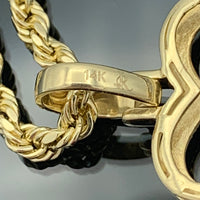 14k Gold Diamond Key Pendant and 10k Gold Rope Chain Set