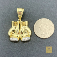 10K Two-tone Gold Boxing Gloves Pendant