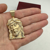 2.45” 14k Solid Gold Jesus Face Pendant