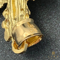 14K Gold Nugget Crucifix Pendant
