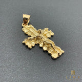 14K Gold Nugget Crucifix Pendant