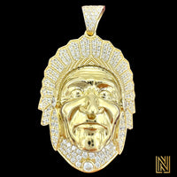 1.96” 14K Yellow Gold Native Chief Pendant