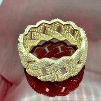 11mm 14K Yellow Gold Cuban Link Eternity Band Ring
