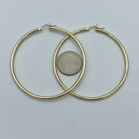 2.8” 10k Yellow Gold Hoop Earrings