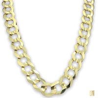 7mm 14K Yellow Gold Solid Flat Curb Chain