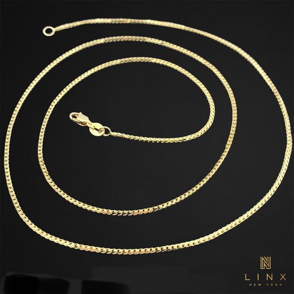1.3MM 14K Yellow Gold Solid Franco Chain