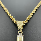 2.47” 10k Gold 3D Crucifixion Pendant and 4MM Rope Chain Necklace