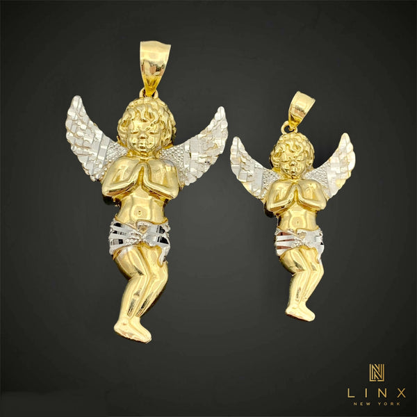 10K Two-tone Gold Angel Pendant