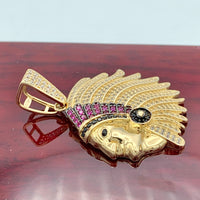 1.67” 14k Yellow Gold Native Chief Pendant
