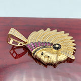1.67” 14k Yellow Gold Native Chief Pendant