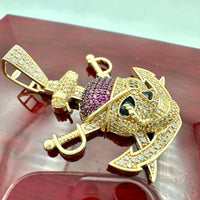 1.79” 14K Gold Pirate Skull Pendant
