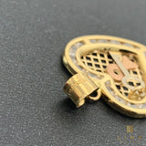 14K Gold and CZ Heart-shaped Lock & Key Charm
