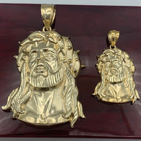 10K Yellow Gold Jesus Face Pendant (3D Thorns)