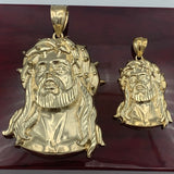10K Yellow Gold Jesus Face Pendant (3D Thorns)