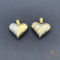 14K Two-tone Gold Reversible Puffed Heart Pendant