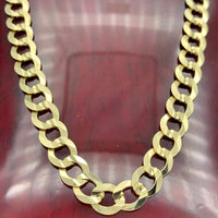 7mm 14K Yellow Gold Solid Flat Curb Chain
