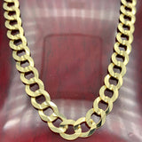 7mm 14K Yellow Gold Solid Flat Curb Chain